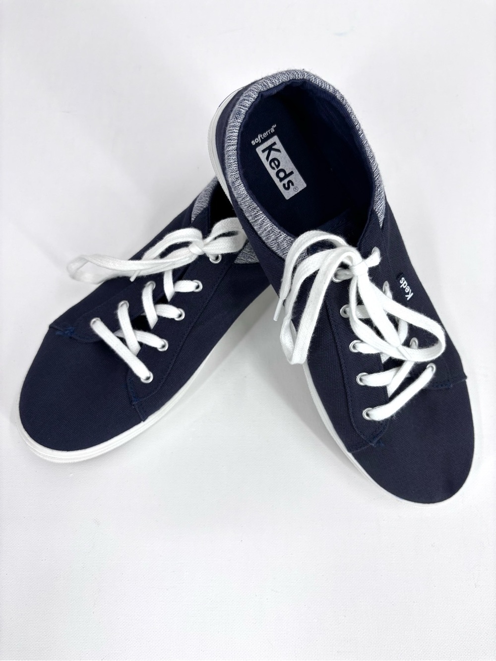 Keds Harbor Navy Canvas Lace-Up Sneakers with Contrasting Foam Collar, 10